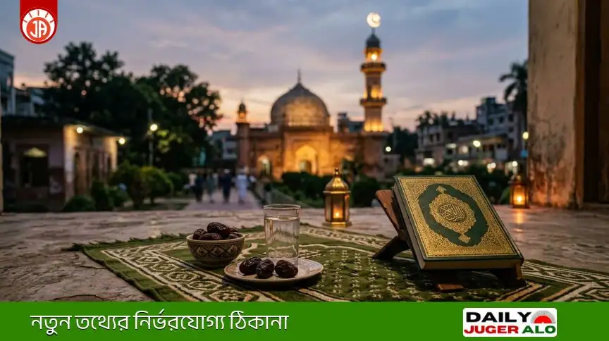 রোজার পুরস্কার ও ফজিলত সম্পর্কিত ইসলামিক ভাবগাম্ভীর্যপূর্ণ ছবি।
