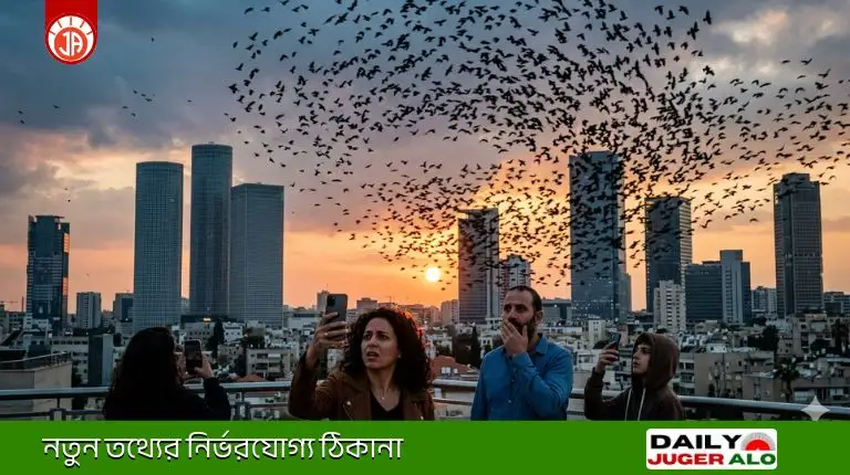 তেল আবিব আকাশে কাকের ঝাঁক: ‘মহাপ্রলয়ের ইঙ্গিত নাকি প্রাকৃতিক ঘটনা?
